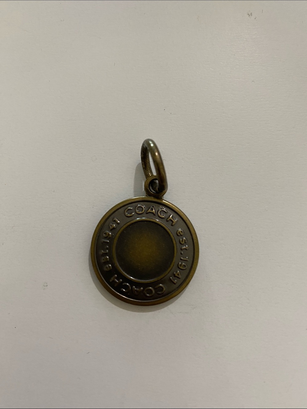 Vintage Coach Brass-Tone Round Logo Charm Hang Tag